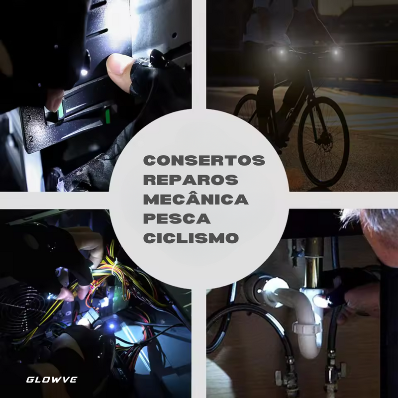 Luva Com Lanterna Acoplada Para Uso Geral Glowve [Mecânica, Pesca, Ciclismo]