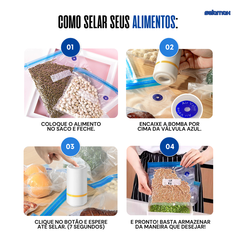 Bomba Elétrica Seladora a Vácuo Recarregável Selamax
